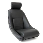 Cobra Classic Mini RS style seat with Headrest in Black Soft Grain Vinyl all over with Black Soft Grain Vinyl Piping