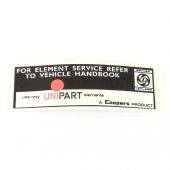 Unipart Air Filter Sticker