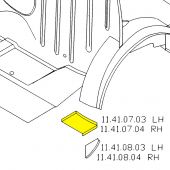 MCR11.41.07.03 Left side closing panel that fits to the front of the rear wheel arch in the rear companion box to close off behind the heal board.