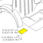 MCR11.41.07.04 Right side closing panel that fits to the front of the rear wheel arch in the rear companion box to close off behind the heal board.