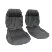 Black - Front Seat Covers - Pair - Leather Faced - Vertical Flute - Mini 96-00