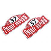 Paddy Hopkirk Rally Plate Decal pair 