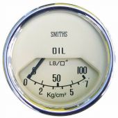 Smiths Mechanical Oil Pressure Gauge - Magnolia Face with Chrome Bezel 