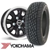 5.5" x 12" black/polished rim Ultralite alloy wheel and Yokohama A539 tyre package