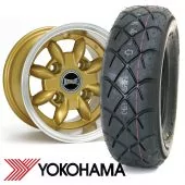 6" x 10" gold Ultralite alloy wheel and Yokohama A032 tyre package