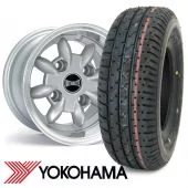 6" x 10" silver Ultralite alloy wheel and Yokohama A008 tyre package