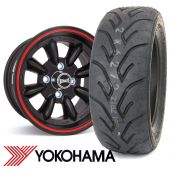 7" x 13" black/red pinstripe Ultralite alloy wheel and Yokohama A048 tyre package