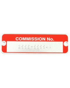 LMG1018S Red commission plate, specially reverse stamped to your Minis commission number, perfect for restoration projects.