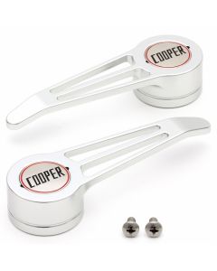 Cooper Alloy Billet Angle Design Door Opener - Silver Pair