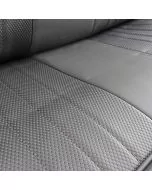 Rear Seat Cover in Black Soft Grain Vinyl outers with Black Basketweave centres and Black Soft Grain Vinyl Piping for Classic Mini  
