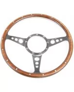 13" Moto-Lita Dished Woodrim Steering Wheel with Polished Spokes