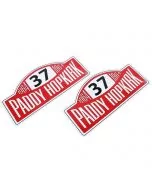 Paddy Hopkirk Rally Plate Decal pair 