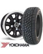 5.5" x 12" black/polished rim Ultralite alloy wheel and Yokohama A539 tyre package