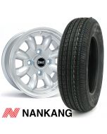 5" x 12" silver Ultralite alloy wheel and Nankang tyre package