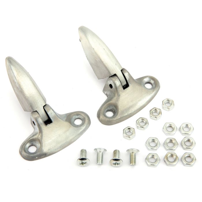 BMB36002/3 Pair of Mini boot lid hinges, finished in bare metal perfect for painting. Non Genuine (HMP441031)