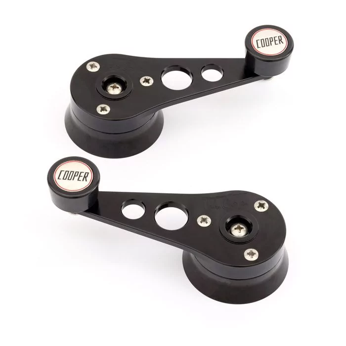 Cooper alloy billet window winders for Classic Mini  in black
