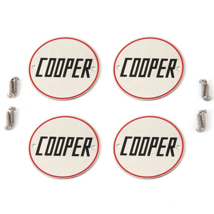 Cooper Wheel Badges with slotted fitting screws
