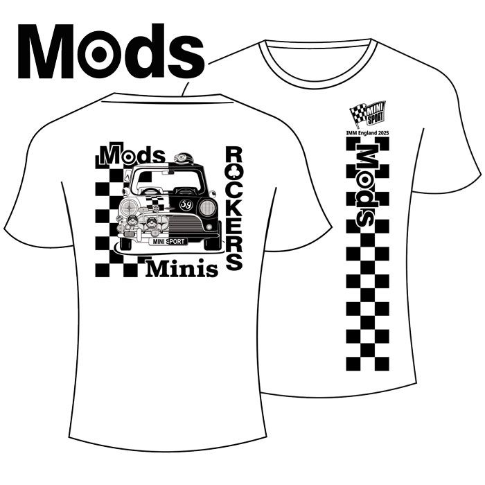 Mods White Tshirt - Mods and Rockers Mini design - IMM2025 