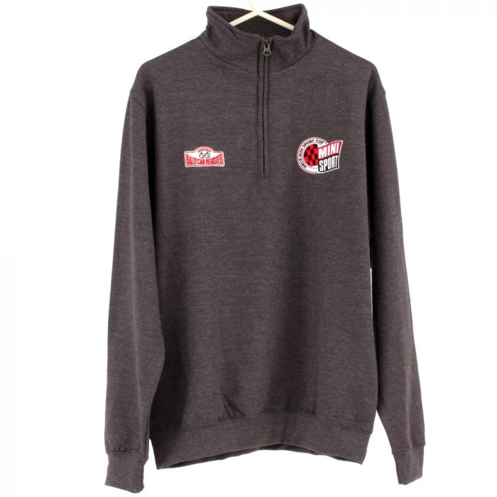 Zip neck sweatshirt embroidered with the Mini Sport Cup & HRCR logos