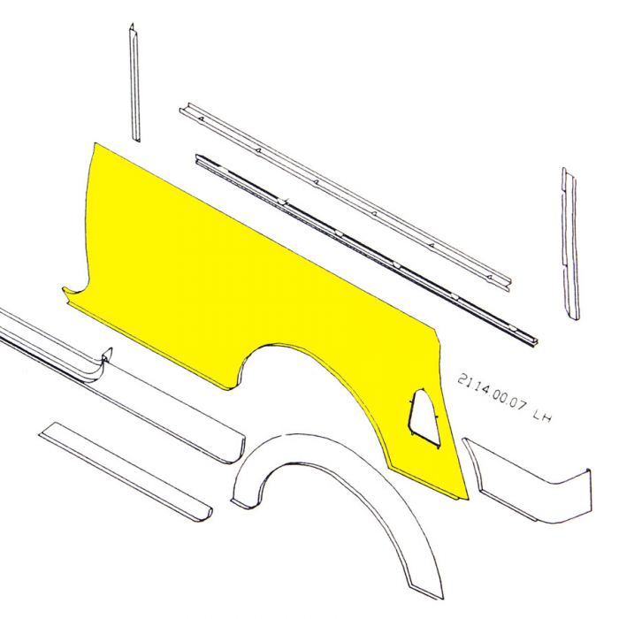 MCR21.14.00.07 LH Rear Side Panel Mini Traveller Mk1-2