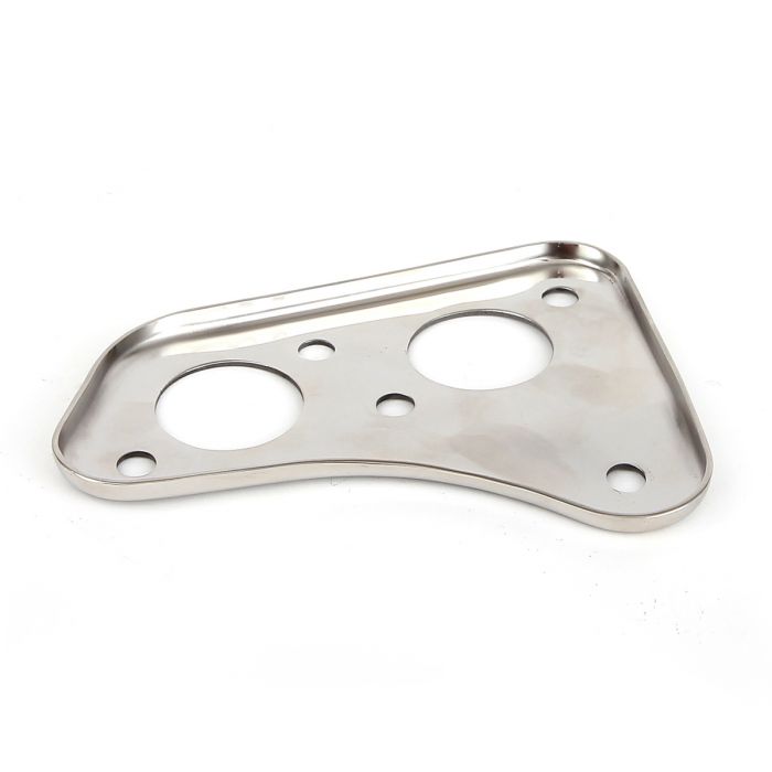 Mini 1976-89 dual line type brake master cylinder and engine steady bar mounting plate, that fits to the engine bay bulkhead.