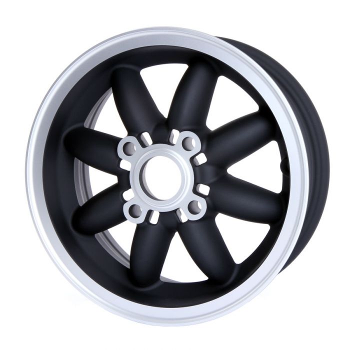 5 x 12 Rose Petal Wheel - Matt Black/Silver Rim