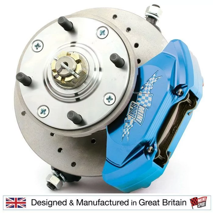 Classic Mini 7.5'' Disc Brake Assemblies matched with Mini Sport 4 Pot Alloy Calipers