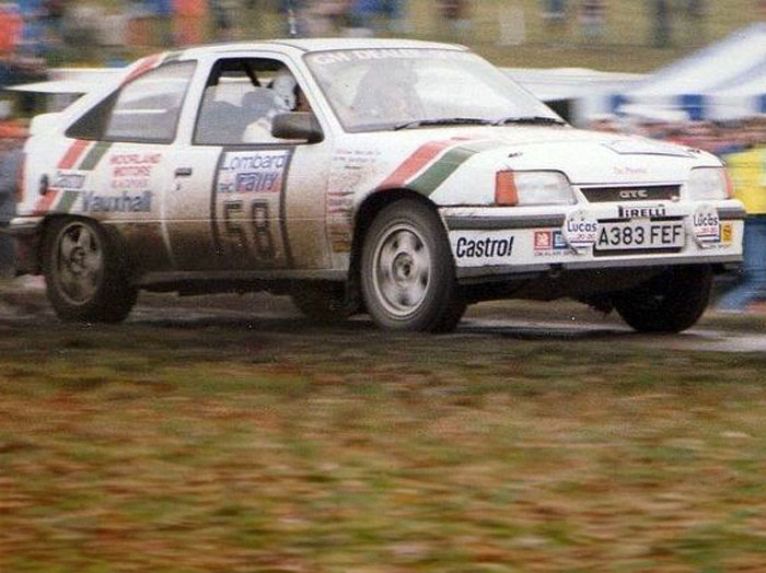 A Vaxhuall Astra, built by Ian Joyce on a Rally Stage is 1985.