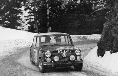Paddy Hopkirk & Henry Liddon in 33EJB on the 1964 Monte Carlo Rally